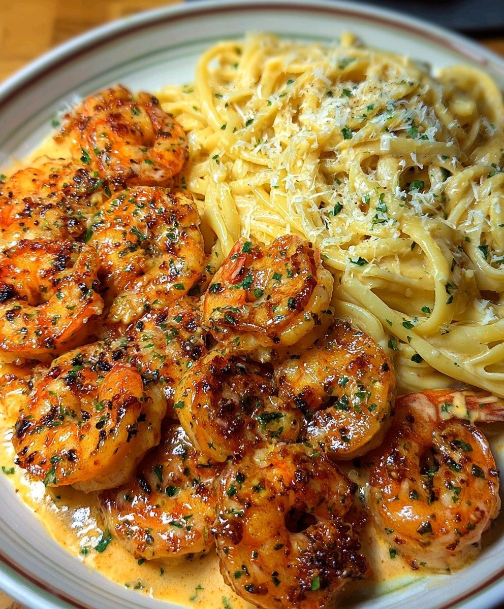 Creamy Garlic Butter Shrimp Pasta recipe 