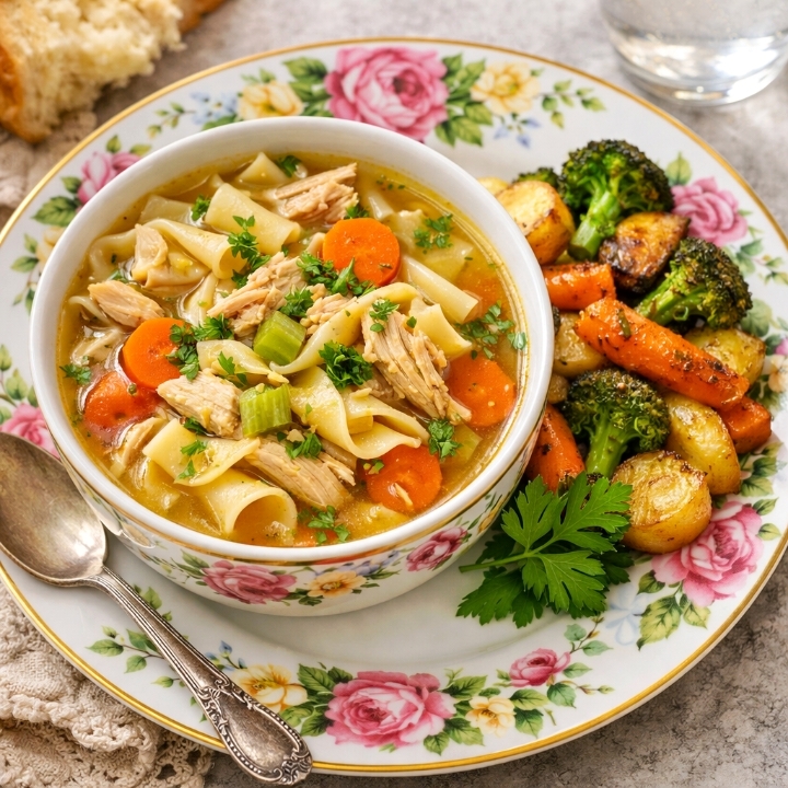 What to serve with Chicken noodle soup recipe with carrots and celery