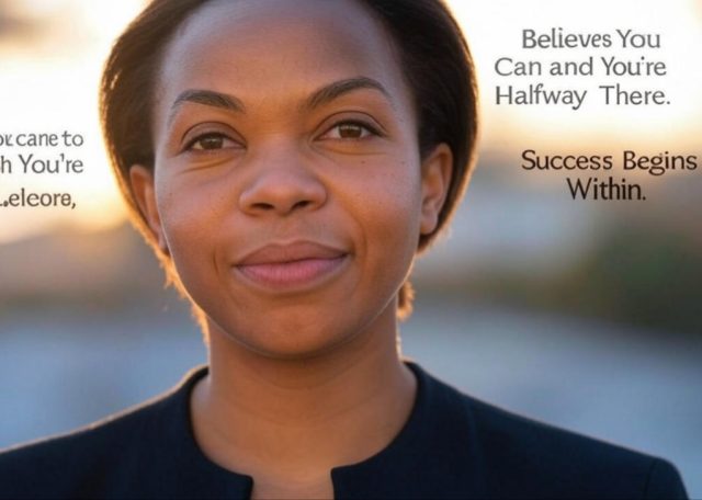 Motivational quotes about confidence and success on inspirational background