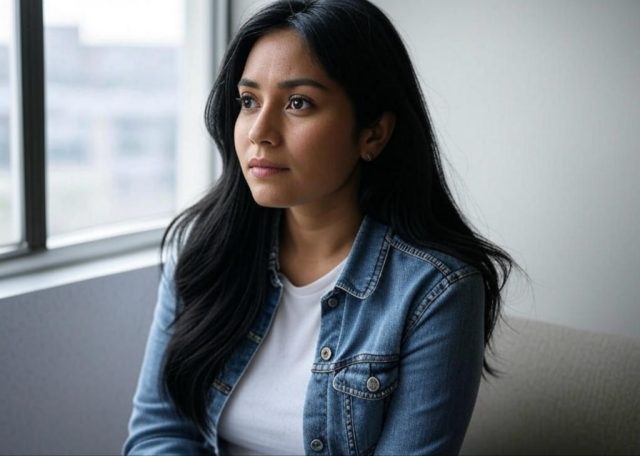 Woman reflecting on dating mistakes that make a man lose respect, looking thoughtful near a window. Relationship advice for women on self-worth and boundaries