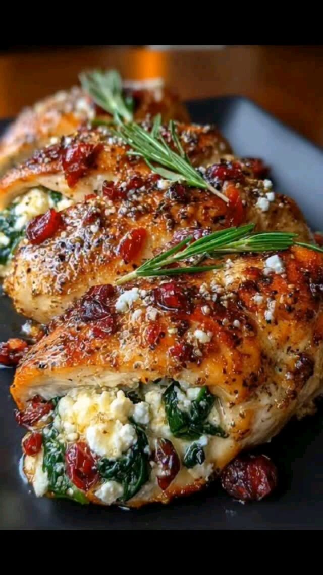 Cranberry Spinach Goat Cheese Stuffed Chicke Cover