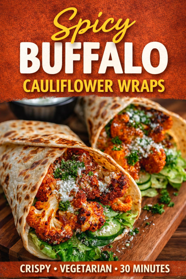 Spicy Buffalo Cauliflower Wraps (Crispy, Healthy & Easy)