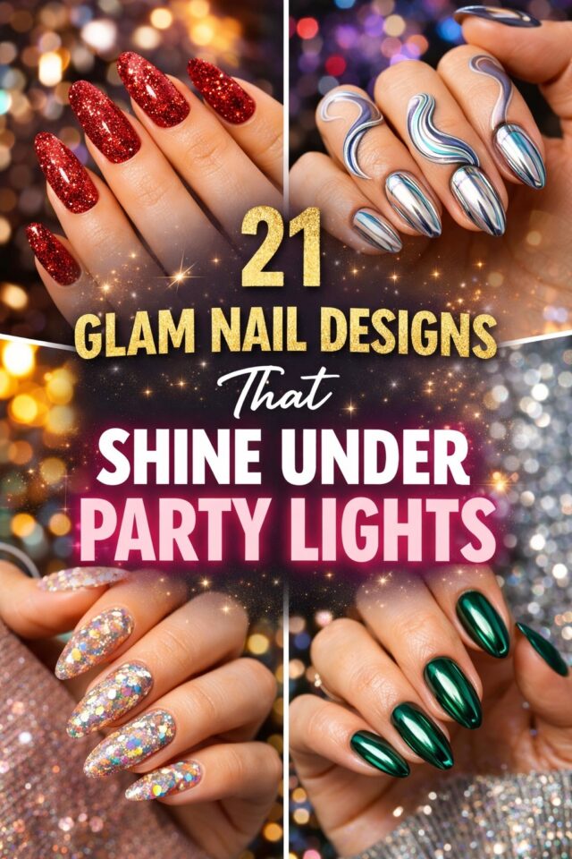 Glam nail designs that shine under party lights