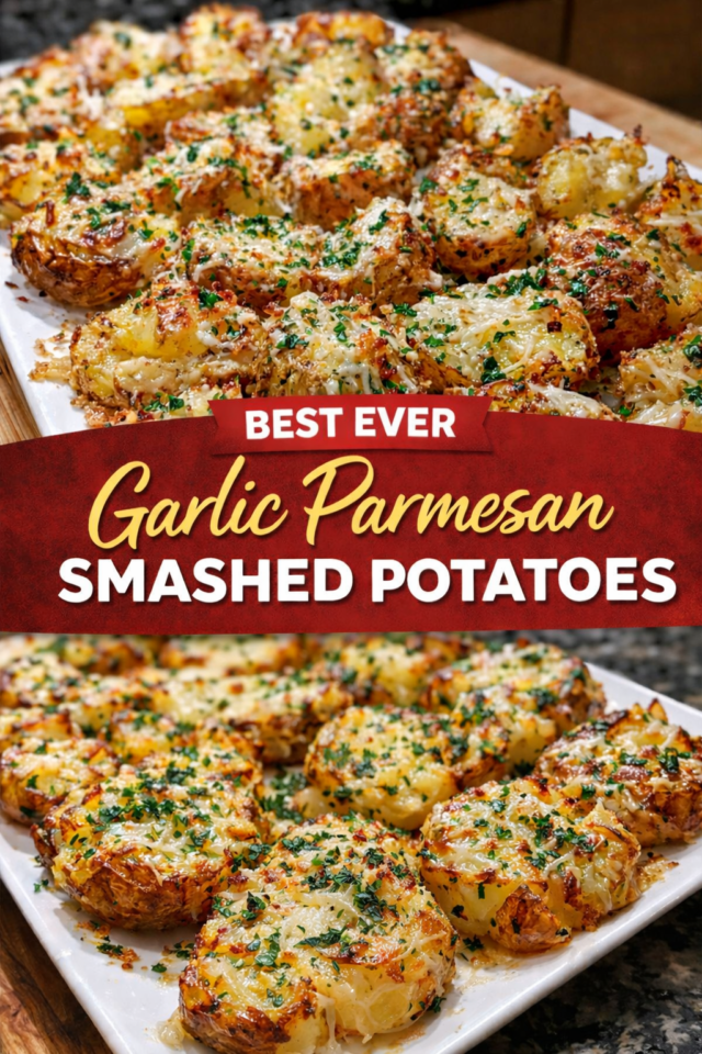 Garlic Parmesan Smashed Potatoes