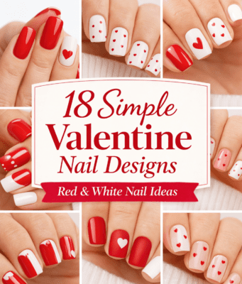 18 Simple Red and White Valentine Nail Designs That Are Sweet & Stylish simple red and white valentine nail designs