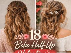 18 Boho Half-Up Valentine’s Hair Ideas You’ll Fall For Boho half-up Valentine’s hair