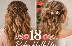 18 Boho Half-Up Valentine’s Hair Ideas You’ll Fall For 18 Boho Half-Up Valentine's Hair Ideas You'l Cover