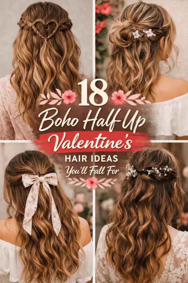 Boho half-up Valentine’s hair