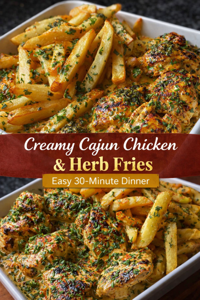 Creamy Cajun Chicken with Herb Fries (Easy 3 Cover