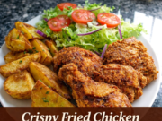 Simple Crispy Fried Chicken with Golden Potato Wedges & Fresh Salad Simple Crispy Fried Chicken with Golden Pota Cover