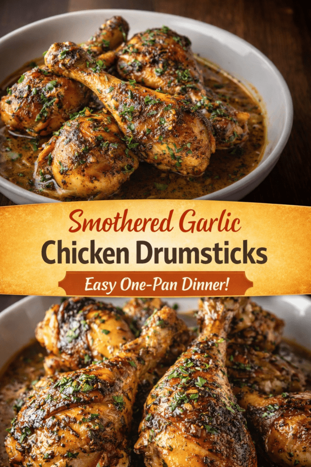 Smothered Garlic Chicken Drumsticks (Juicy,  Cover