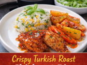 Crispy Turkish Roasted Whole Chicken with Savory Vegetable Rice Crispy Turkish Roasted Whole Chicken with Sa Cover