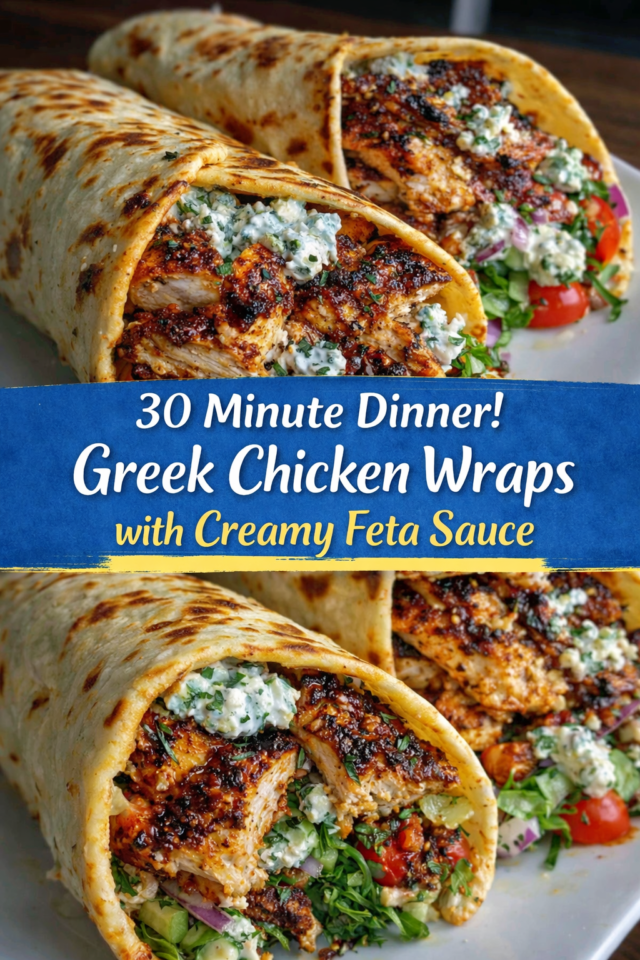 Greek Chicken Wraps with Creamy Feta Sauce ( Cover