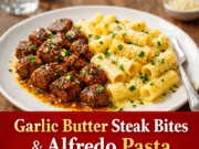 Garlic Butter Steak Bites and Creamy Alfredo Rigatoni (Easy Restaurant-Style Dinner) Garlic Butter Steak Bites and Creamy Alfredo Cover