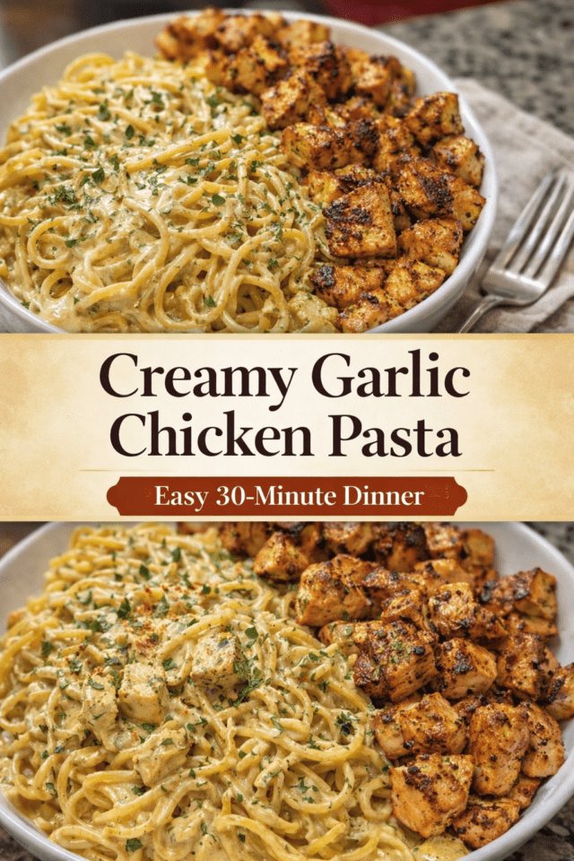 Creamy Garlic Chicken Pasta (Easy 30-Minute  Cover