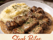 Steak Bites with Creamy Sauce and Mashed Potatoes (Easy One-Pan Dinner) Steak Bites with Creamy Sauce and Mashed Pot Cover
