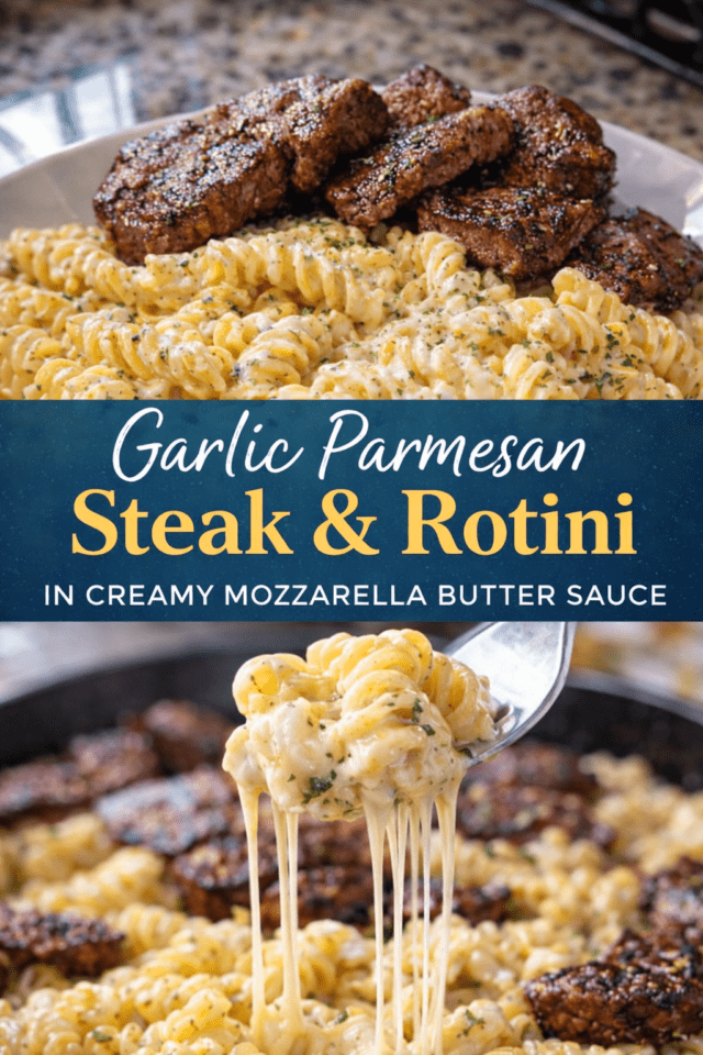 Garlic Parmesan Steak and Rotini in Creamy M Cover
