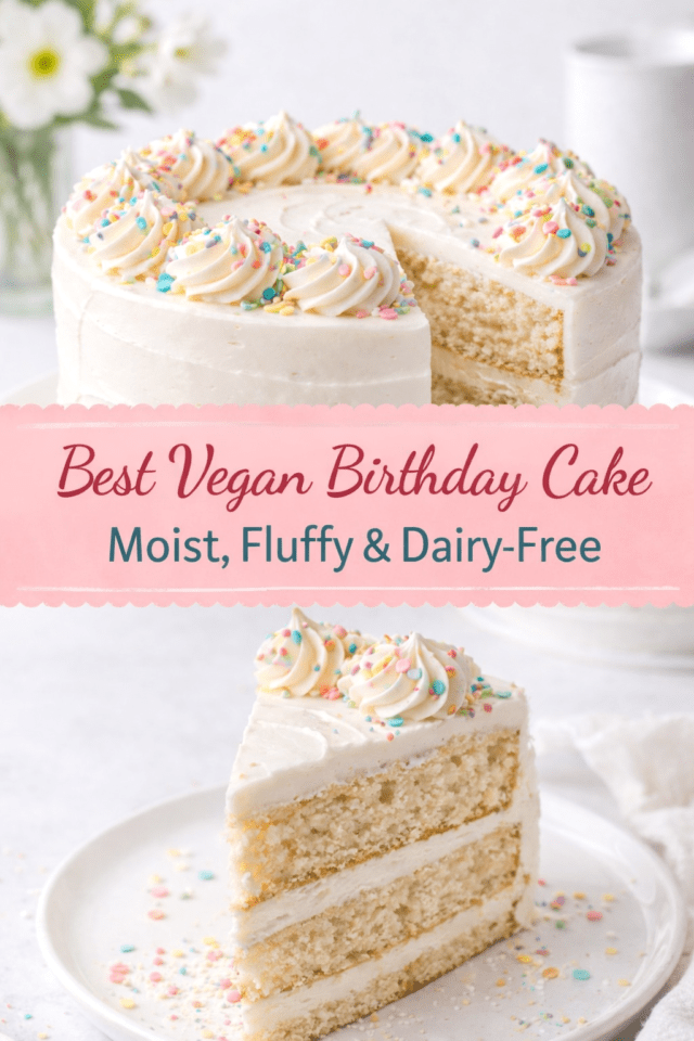 Vegan Birthday Cake Recipe (Moist, Fluffy &  Cover