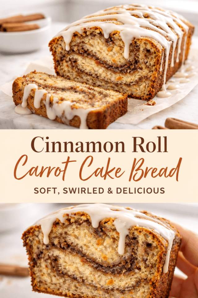 Cinnamon Roll Carrot Cake Bread (Soft, Swirl Cover