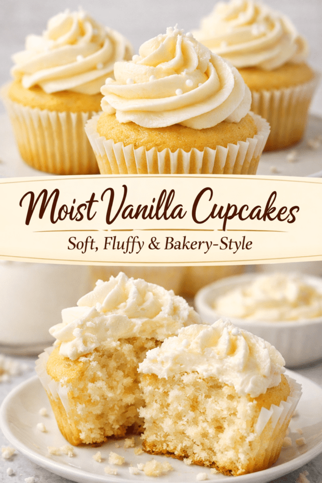 Moist Vanilla Cupcakes Recipe – Soft, Fluffy Cover