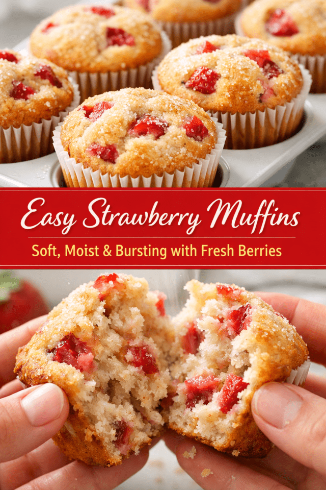 Easy Strawberry Muffins (Soft, Moist & Baker Cover