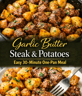Garlic Butter Steak and Potatoes Recipe (Juicy and Flavorful) Garlic Butter Steak and Potatoes Recipe (Jui Cover