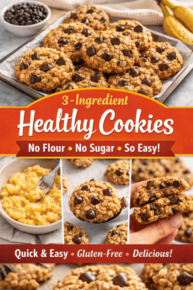 3 Ingredient Healthy Cookies (Easy, No Sugar Cover