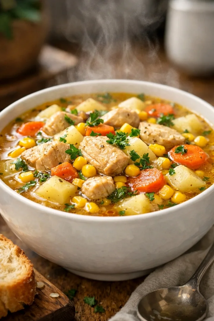Chicken Soup with Potatoes and Corn recipe 