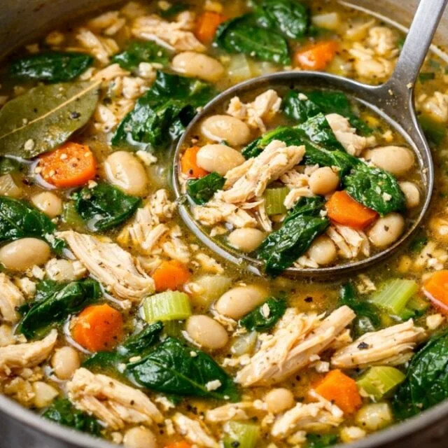 Chicken Soup with Spinach and White Beans Cover
