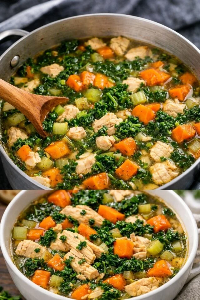 Chicken Soup with Kale and Sweet Potatoes Cover