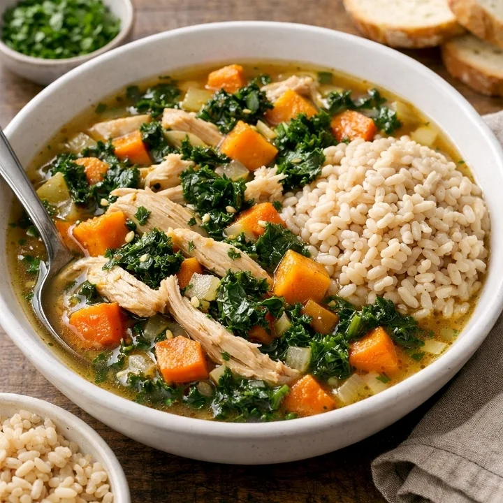 What to serve with Chicken soup with kale and sweet potatoes