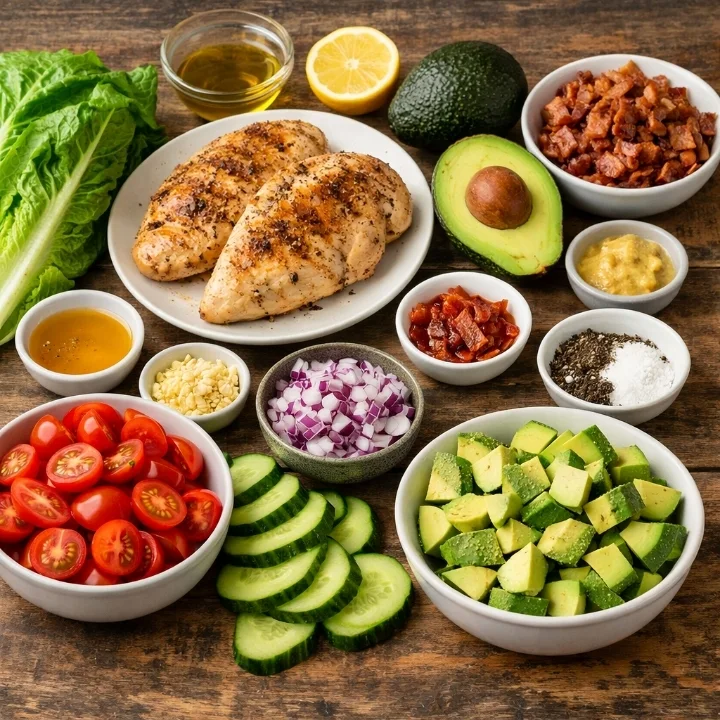 Chicken Salad with Avocado and Bacon ingredients 