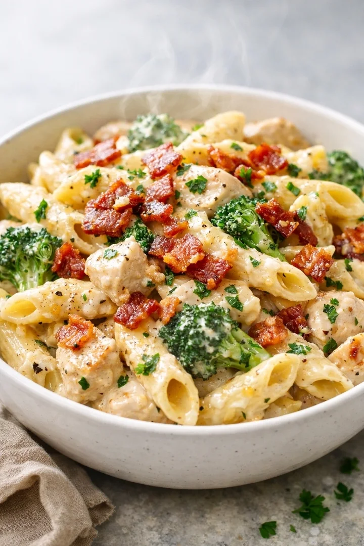 How to prepare Creamy Chicken Pasta with Broccoli and Bacon