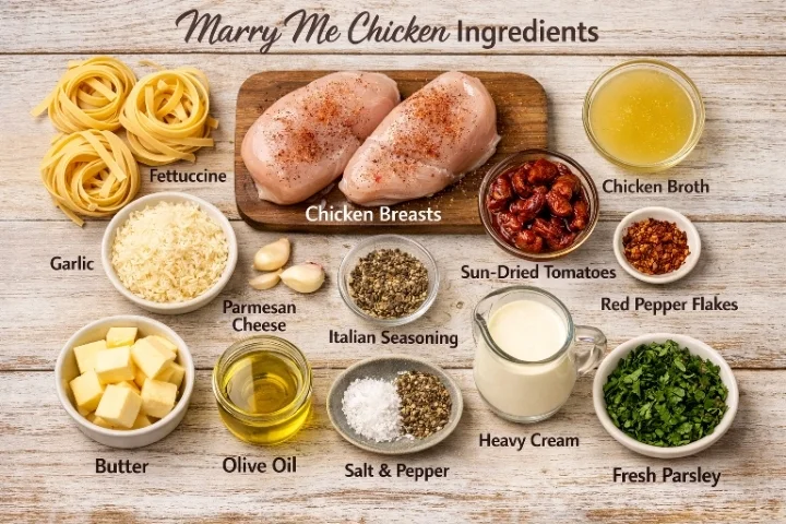 Marry Me Chicken with Fettuccine Alfredo ingredients 