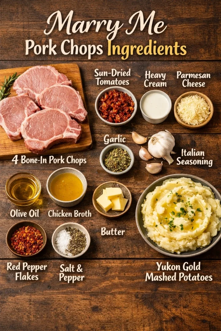 Marry Me Pork Chops with Mashed Potatoes ingredients