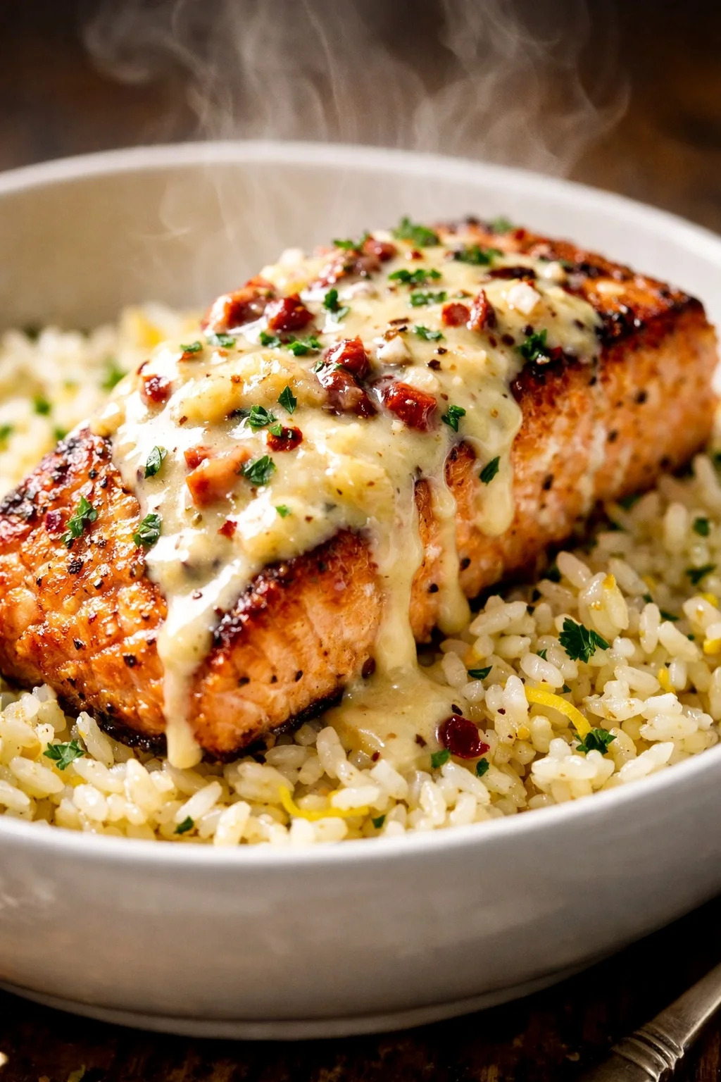 Marry Me Salmon with Lemon Butter Rice recipe 