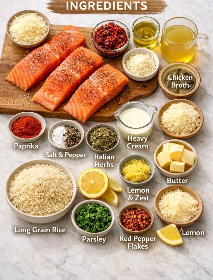 Marry Me Salmon with Lemon Butter Rice ingredients 