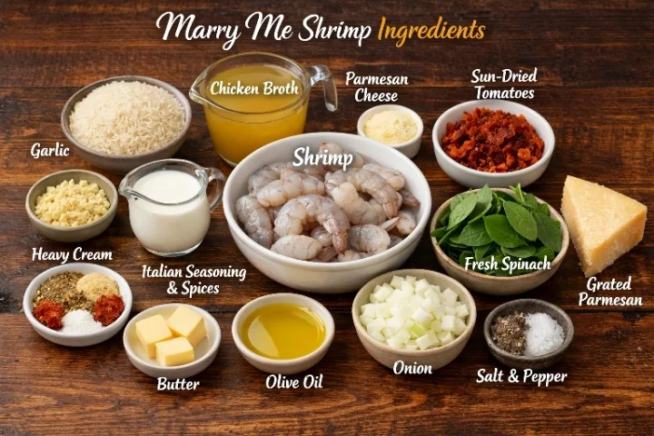 Marry Me Shrimp and Rice ingredients
