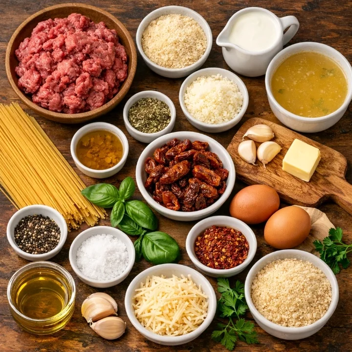Marry Me Meatballs and Spaghetti Ingredients 